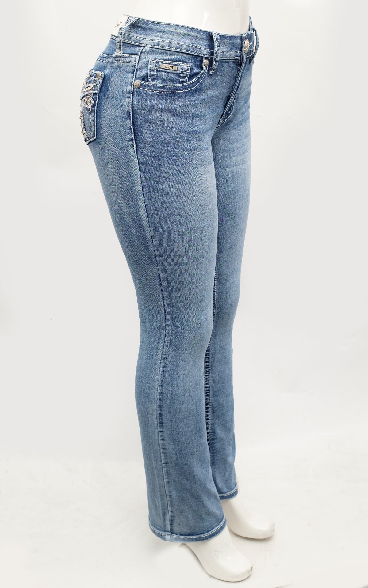 Rhinestone Bootcut Jeans Cross
